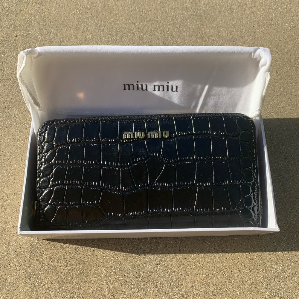 MIU MIU Crocodile Effect Bifold Wallet